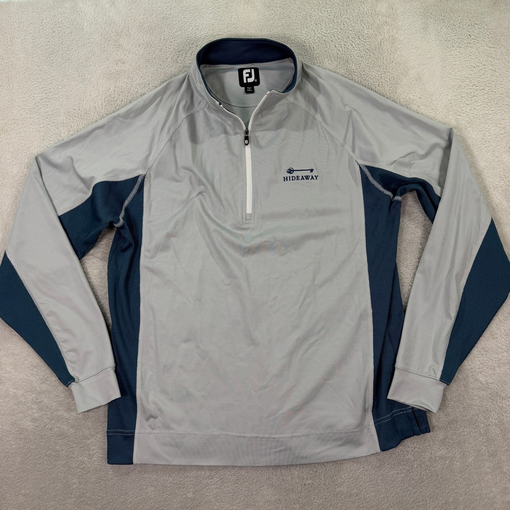 FootJoy Mens Medium 1/4 Zip Pullover Adult Gray Hideaway Golf Club Performance - Picture 1 of 9